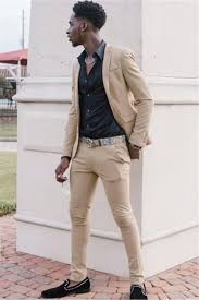 Drkobr Men's Two Piece Suit Slim Fit Jacket Pants Tuxedos for Formal Casual Daily Homecoming, beige, 56 : Amazon.nl: Fashion