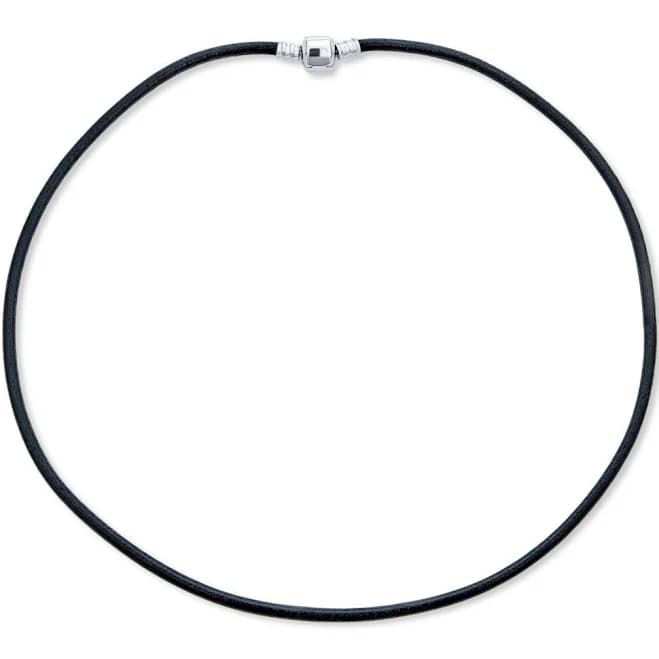 Bling Jewelry Sterling Silver Barrel Clasp Leather Cord Necklace