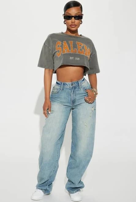 Fashion Nova Women's Call My Agent Non Stretch Baggy Jeans