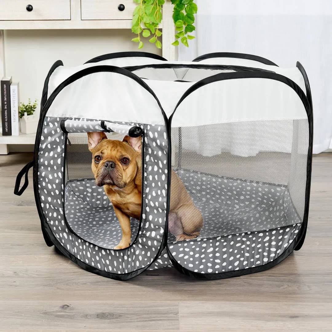 6 Panel Mesh Pet Playpen With Door Furhaven