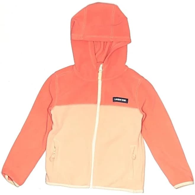 Lands' End Jacket: Pink Color Block Pattern Jackets & Outerwear - Kids Girl's Size XS, ThredUp