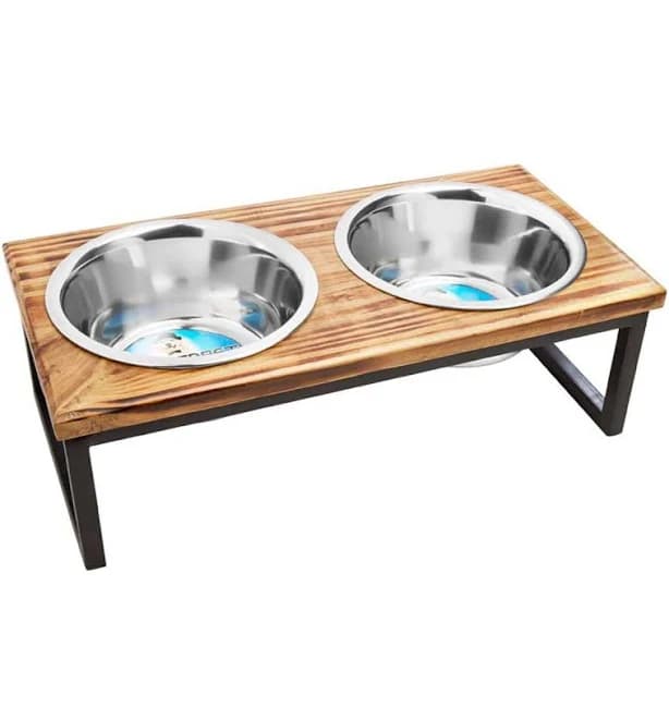 IndiPets Contemporary Wooden Elevated Feeder