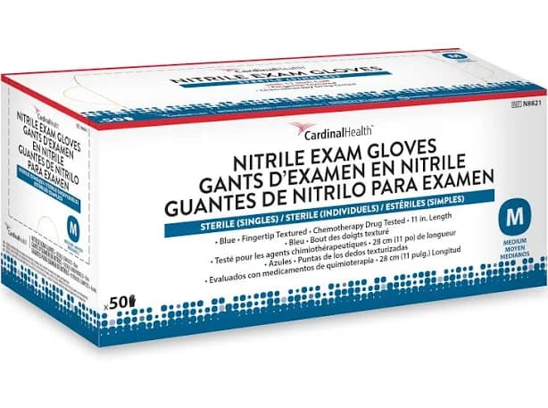 Cardinal Health Sterile (Singles), Powder-Free. Nitrile Exam Glove, Medium