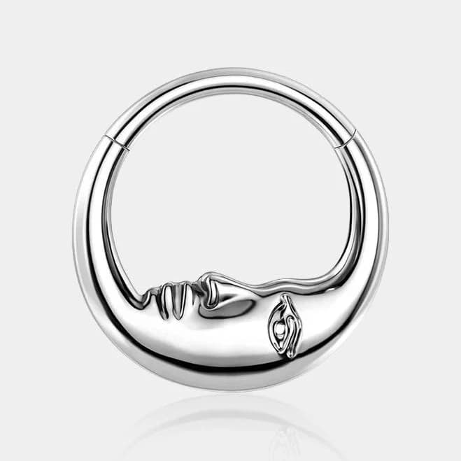 16g Moon Face Hinged Titanium Septum Ring