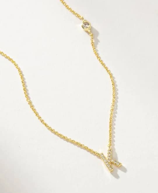 Uncommon James 14k Gold-Plated Pave Initial Necklace