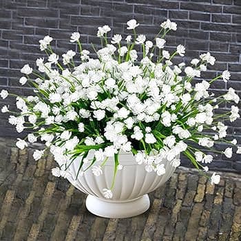 Amazon.com: TURNMEON 20 Bundles Artificial Flowers for Outdoors Fake Plants Summer Decor, UV Resistant Artificial Plants Cemetery Fake Flowers Faux Plastic Greenery Shrub for Home Porch Decor 580 Heads(White) : Home &