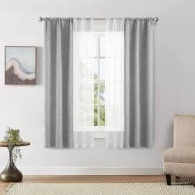 Mainstays Solid Twill Blackout Curtain Panel and Sheers Set of 4