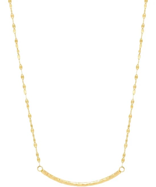 Macy's 10K Gold Curved Tube Bar Pendant Necklace