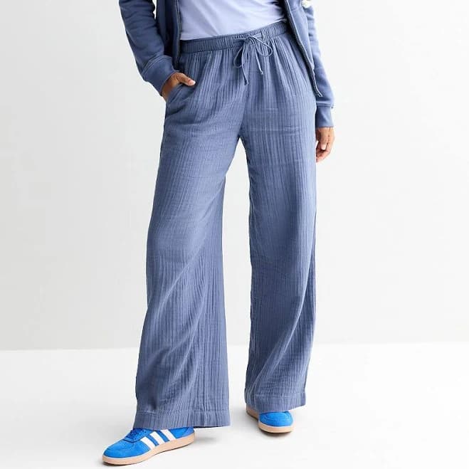 Juniors' SO Mid Rise Double Gauze Pants, Women's, Size: Medium, Cyclone Blue