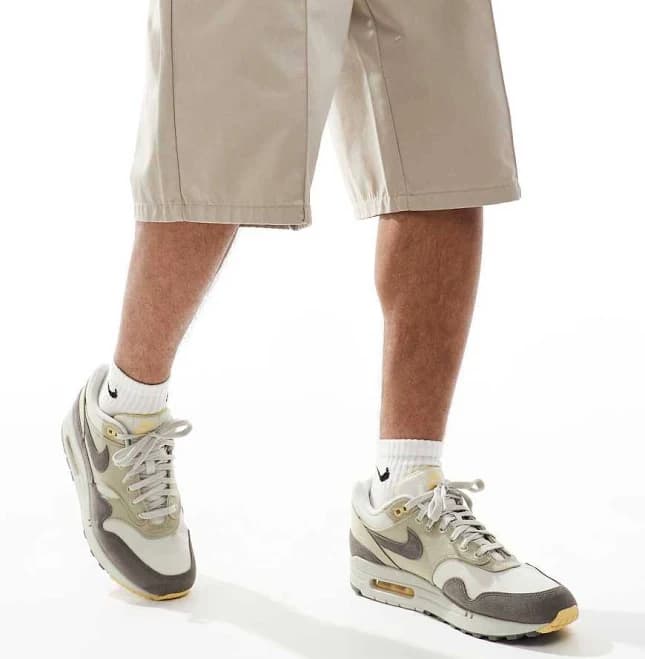 Nike Air Max 1 sneakers in off-white and dark gray
