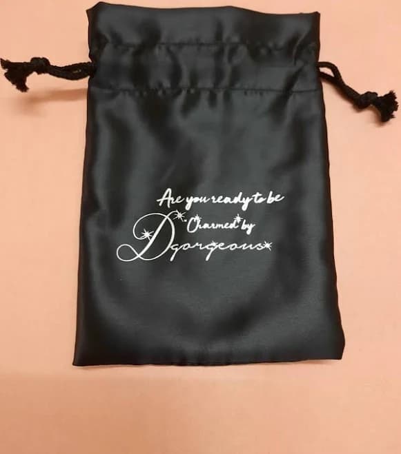 Custom Printed Satin Drawstring Bag: Hair Extension Packaging