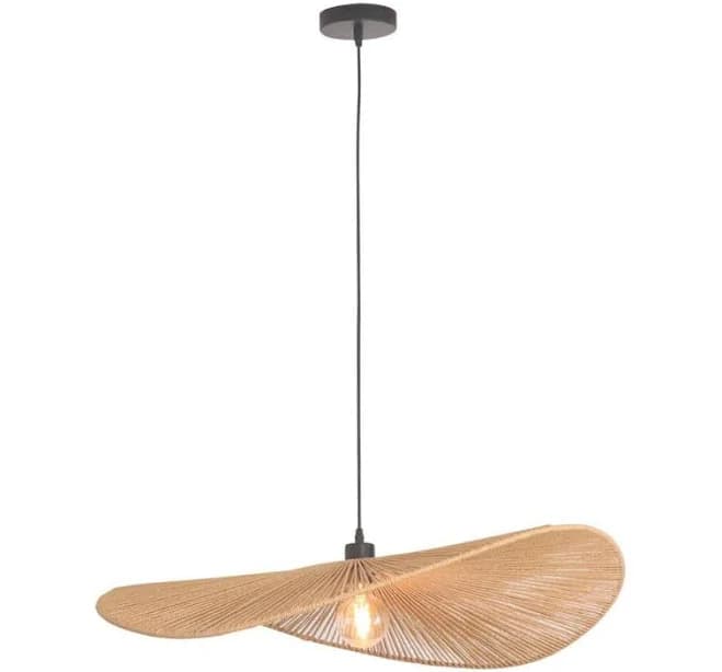 UMEILUCE Boho 32 in. 1-Light Hand-Woven Rattan Pendant Light