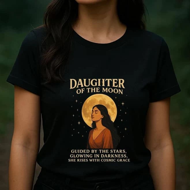 Daughter of The Moon Celestial Cosmic Quote Tee