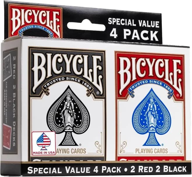Playing Cards 4 Pack, Standard Index Poker Size Decks In Red And Black
