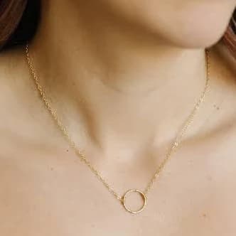 14K Gold Minimalist Circle Pendant Necklace