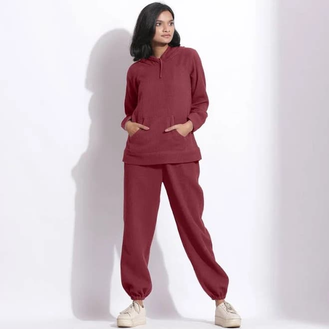 SeamsFriendly Barn Waffle Cotton Hoodie Top and Jogger Set