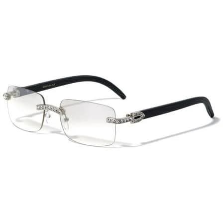 Men's Rectangular Frame Rhinestones Glasses