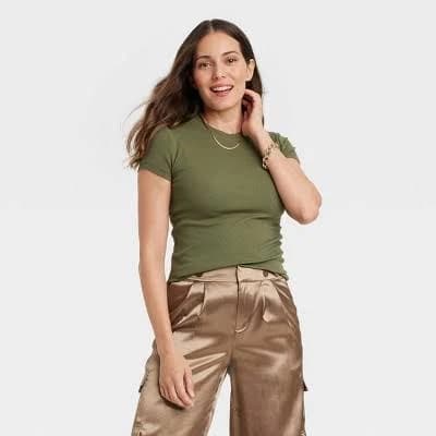 A New Day Women's Slim Fit Ribbed T-Shirt