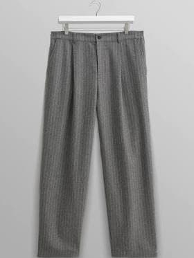 Wax London Malham Wool Pinstripe Trousers