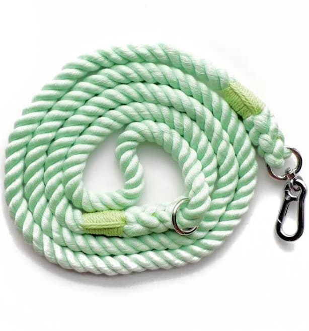 Mint Green Cotton Rope Dog Leash 4 Feet / Cotton Rope Leash / Rope Dog