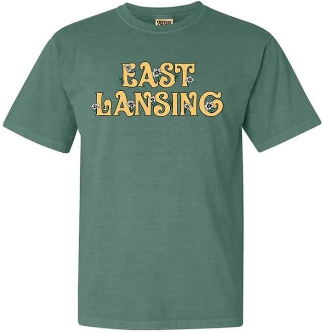 Rally Womens Green Floral Wordmark Short Sleeve TShirt