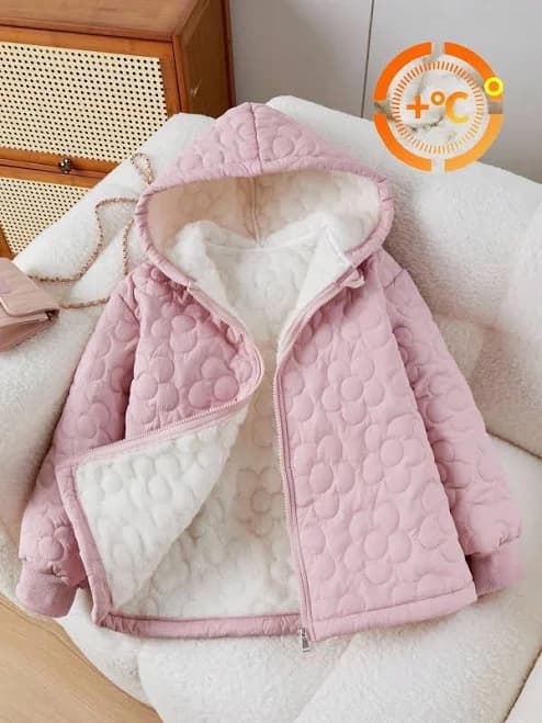 SHEIN Girls Kids Quilted Oversized Hooded Coat