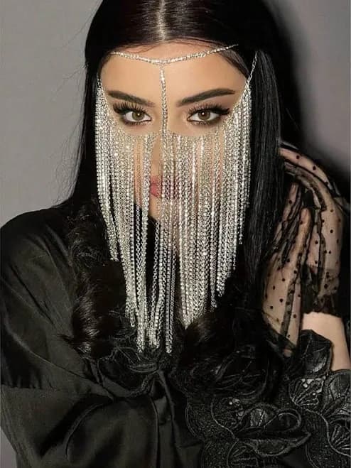 Women's Rhinestone Tassel Half Face Mask
