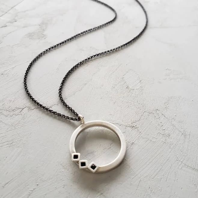 Modern Minimal Sterling Silver Circle Necklace