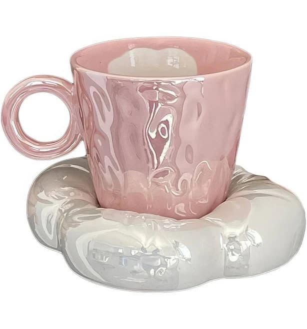 Pink Cloud Ceramic Coffee Cup Set