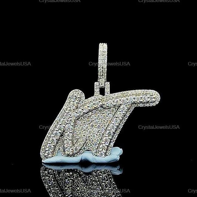 Sterling Silver Moissanite Ice Out Rapper Pendant