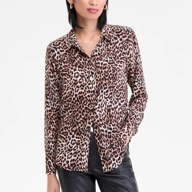 INC International Concepts Women's Leopard-Print Shirt