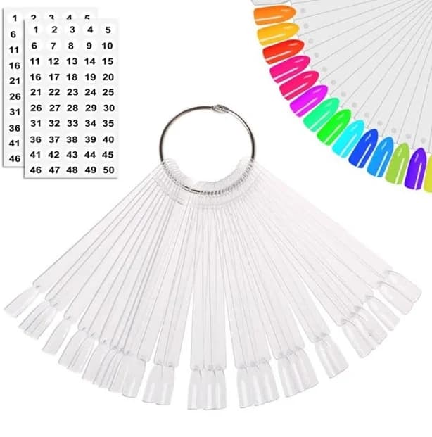 Nail Swatch Sticks Fan Shape Display With Ring Numbered Tips For Nail