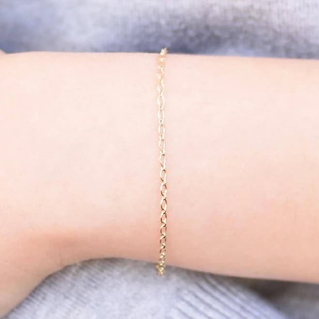 14K Solid Gold Minimalist Chain Bracelet