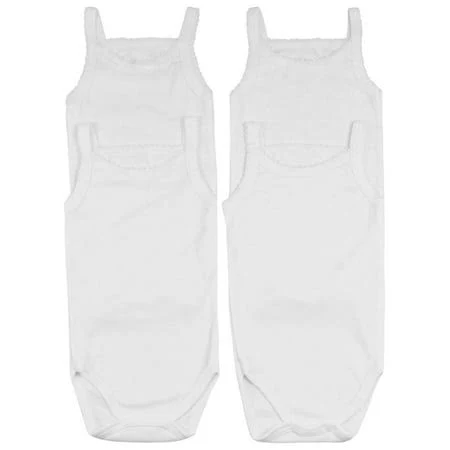 Tobeinstyle Girls' 4-Pack Ultra-Soft Cotton Spaghetti Strap Bodysuits with Ruffle Trim