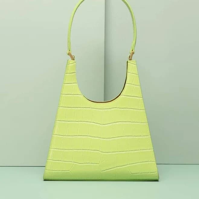Croc-effect Leather Shoulder Hobo Bag