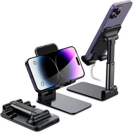 Delaman Phone Stand Adjustable Portable Cell Phone Holder for Desk Cradle Desktop Stand Compatible with All Mobile Phones,,Switch,,Tablet