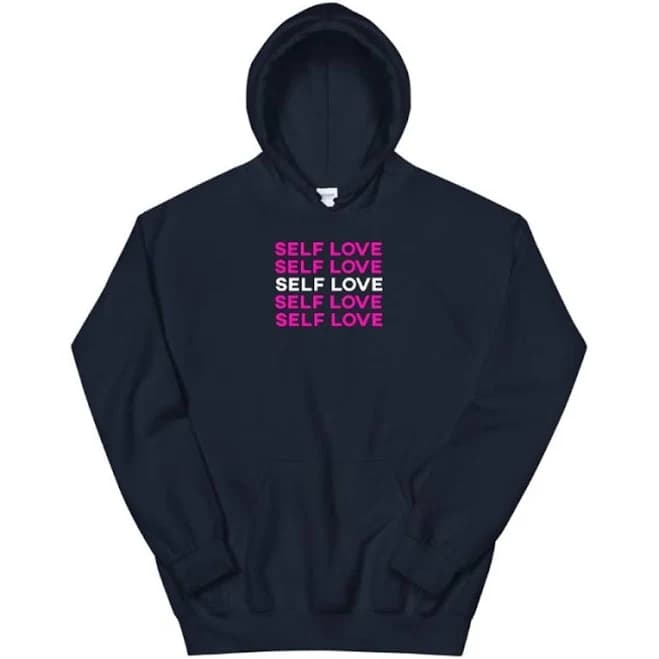 Navy Blue & Pink Self Love Hoodie - New Women | Color: Blue | Size: S