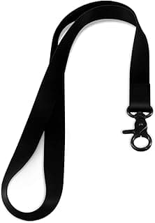 Lanyard, Long Neck Lanyard Key Lanyard, Id Badge Lanyard for Women and Men, Cute Cool Lanyard Strap for Car Keys, Card Holder, Whistle, Keychain, Wallet (Pure Black)