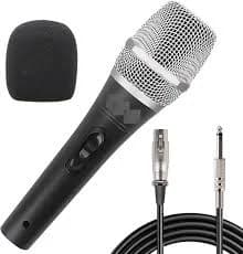 Professional Metal Wired Microphone for Karaoke Singing, 16.4ft Cable Handheld Vocal Dynamic Mic with Switch, Corded Microphone Speaker, Amplifier and