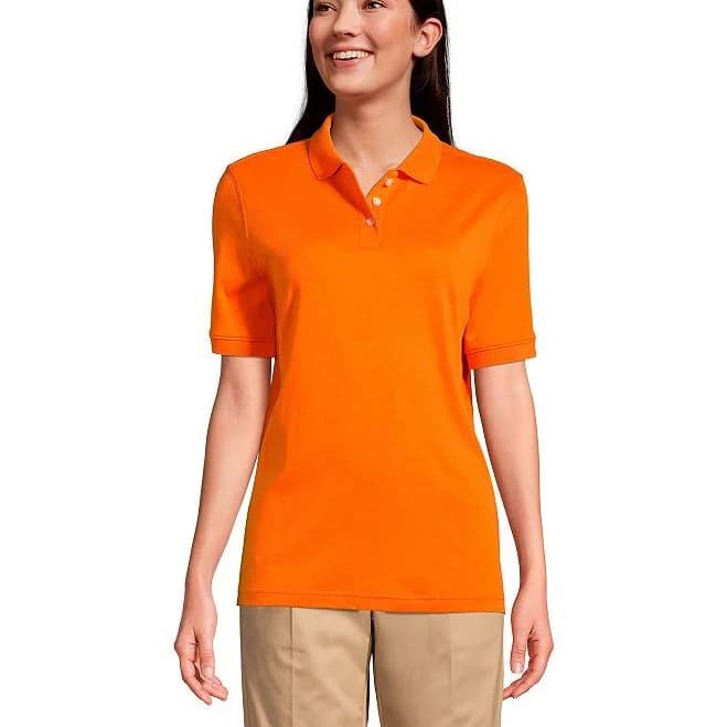 Lands' End Women's School Uniform Short Sleeve Interlock Polo Shirt