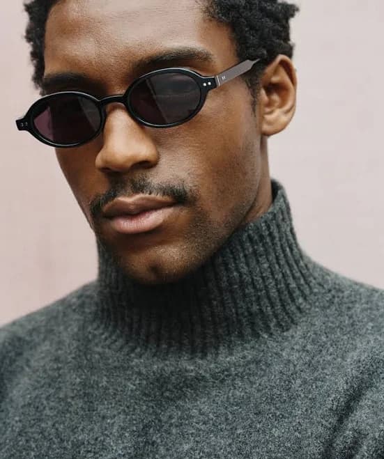 Jimmy Fairly - Black Oval Sunglasses in Acetate - The Elvie - Unisex - Size M