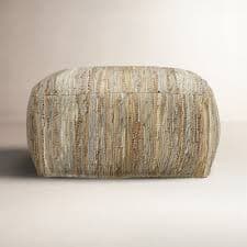 Birch Lane™ Kat 22" Wide Square Striped Pouf Ottoman | Birch Lane