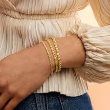 Italian 18kt Gold Over Sterling Jewelry Set: Three 3-5mm Bead Stretch Bracelets | Ross Simons