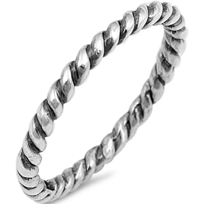 925 Sterling Silver Twisted Rope Braided Band Ring