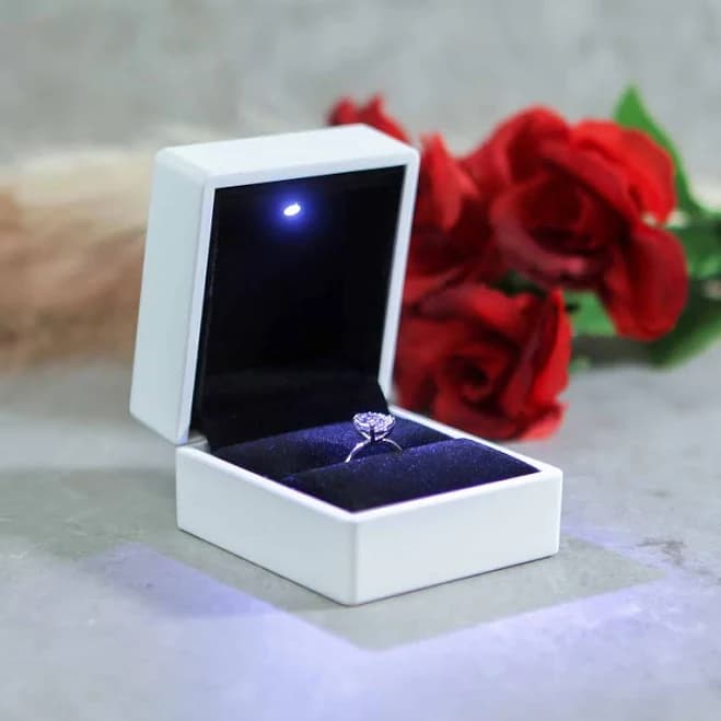 Matte White Ring Box with LED Light