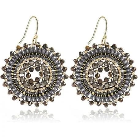 Women's Bohemia Crystals Glass Bead Dangle Drop Earrings