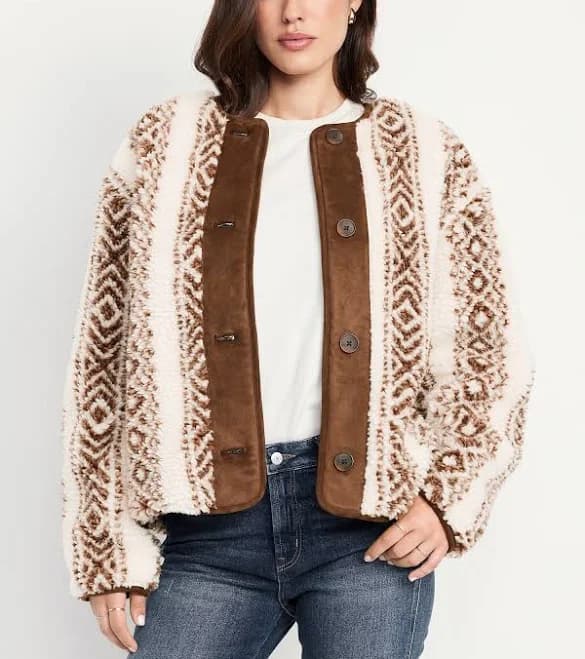 Old Navy Women's Button-Front Sherpa Jacket