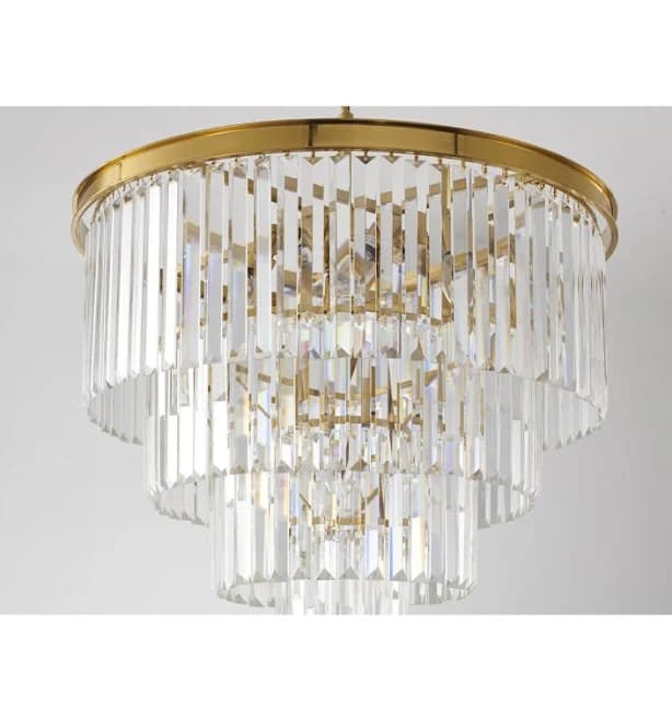 Everly Quinn 12-Light Gold 4-Tier Chandelier with Clear Crystal Accents