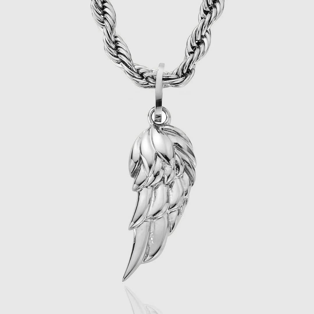 craftd Silver Feather Wing Men's Pendant Necklace