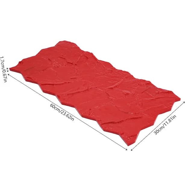 Red PU Concrete Mold,Rectangle Concrete Texture Mold 200*590mm/300*600mm for Courtyard